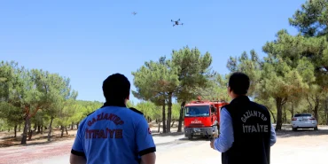 Gaziantep itfaiyesinden droneli yangın nöbeti